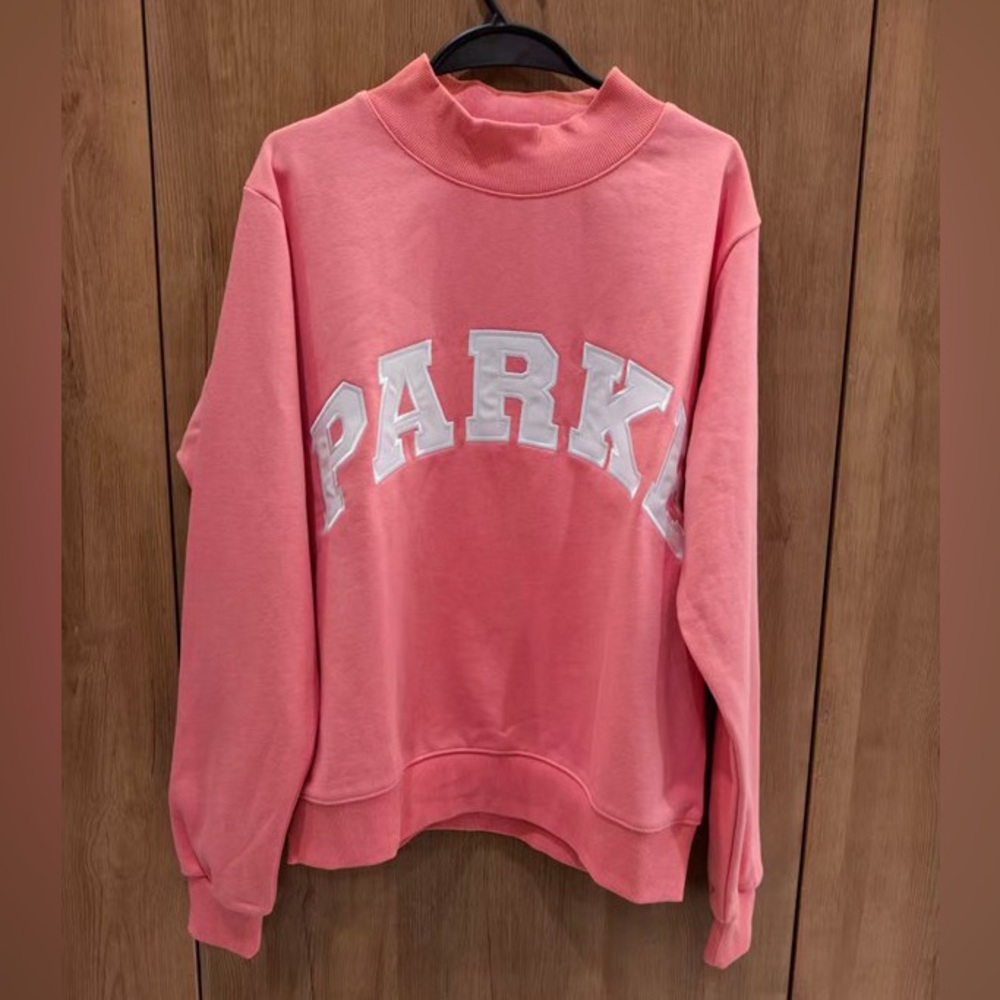Parke Women's Pink Sweatshirt with White Lettering